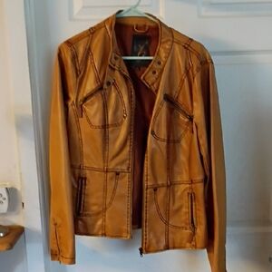 Women's Tan Leather Jacket. Fridag Fg